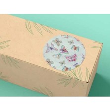 Bisaccia Renkli Kelebekler Sticker Mat Etiket Baby Shower Serisi 4 cm (40 Adet)