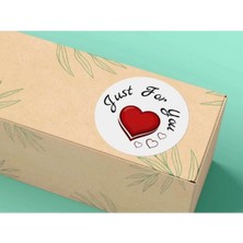 Bisaccia Just For You Etiket Mat Yuvarlak Sticker Kırmızı Kalp Thank You Serisi 4 cm (40 Adet)