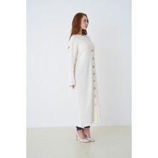 Mermaya Premium Kalite Kumaş, Gold Düğme Detaylı, Uzun Hırka.(38-42 Beden Için)