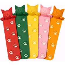 Basart Kedi Figürlü Kitap Ayracı 5’li Set | Renkli Dekoratif Sayfa Ayracı