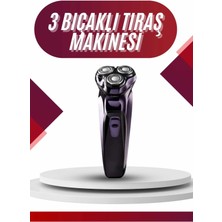 Aydogan's 3 Bıçaklı Döner Başlıklı Sakal Sıfır Alma Tıraş Makinesi Profesyonel Paslanmaz Çelik