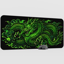 mousepad bastir Ejderha Yeşil Ejder Dragon Kaymaz Kauçuk Mousepad V3 - 90X40 Xxl Gaming Mouse Pad Fare Altlığı
