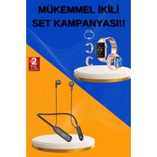 Aydogan's Kablolu Bluetooth Kulaklık ve Kadınlara Özel Bileklik Hediyeli Yeni Nesil Akıllı Saat 3 Kordonl