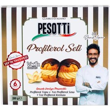Pesotti Profiterol Seti 280 gr (Vanilya Bourbonlu Toz Profiterol Sosu & Krema Karışımı)