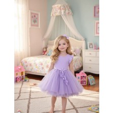 Kız Çocuk Lila Dğum Günü Prenses Şıkelbise