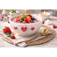 Pitaya Sanat Kalp Formlu El Yapımı Seramik Tatlı ve Sunum Kasesi – Altın Detaylı