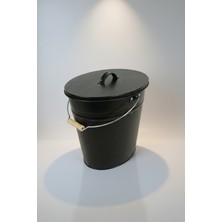 Desen Dekorasyon 14 Litre Kapaklı Metal Elips Saklama Kabı ve Dekoratif Kova