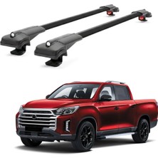 Cross Oto Aksesuarları Kgm Ssangyong Musso Grand 2019-2026 Için Ara Atkı Tavan Barı , Araca Özel , Kilitlenebilir Araç Üstü Ekipman Taşıma Barı (2 Adet)