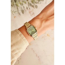 Oqqo Thane Köşeli Yeşil Kadran Gold Kadın Kol Saati