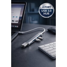 Toyfest Type-C 4 Port USB 3.0 Hub Çoklayıcı Ultra Ince Adaptör MacBook Notebook Uyumlu Bölücü