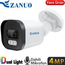 Zanuo (ZN-IPC-B1410C-S2-AS-3.6MM) 4mp 3,6mm Dual Lıght IP67 DAHİL.MİK.128GB Sd Bullet Ip Kamera 30MT