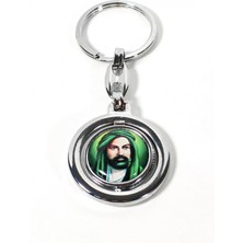 Moncuk Design Hz. Ali Figürlü Yuvarlak Metal Anahtarlık – Manevi Anlam ve Zarif Detayların Birleşimi