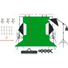 Ada Greenbox 3x6 Metre Chromakey Green Screen Greenbox Yeşil Fon Perde Çekim Seti Full Set 5 Duylu Softbox Boom Arm