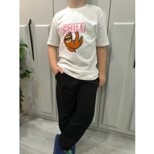 Pidal Giyim Sakinlik Temalı Pamuklu Yumuşak Dokulu Kısa Kollu Unisex Çocuk Eşofman Takımı