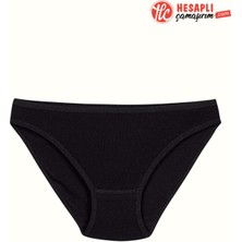Yıldız Çamaşır Yıldız 2123 Premium Kadın Siyah %100 Pamuklu Rahat Düşük Bel Bikini Slip Külot