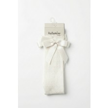 Katamino Kız Çocuk Süslü Diz Altı Çorap Krem