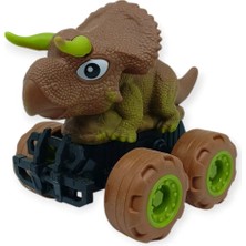 Najmaddin Sürtmeli Dinazor Arabalar 12 cm - H-20 - Triceraptors -Kahverengi
