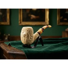 Goldenlight Meerschaum Usta Imzalı Kartal Figürlü El Oyması Lületaşı Pipo – %100 Blok Taş Özel Seri
