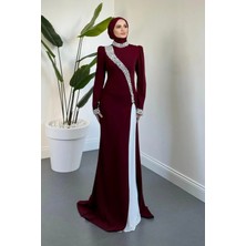 Merven Akyüz Octavia Yandan Yırtmaçlı Abiye Bordo