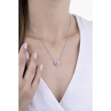 Liora Dünyası 925 Ayar Gerçek Gümüş Pembe Kalp Taşlı Kolye – Zirkon Taşlı Zarif Kadın Kolye