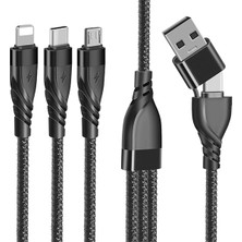 Lowell Home Ieg Ally 3in1 Type-C + USB To Lightning + Type-C + Micro USB Şarj ve Data KABLOSU-(5775) RSIEG14544