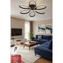 Ece Aydınlatma Luxor Oturma Odası Salon Yatak Odası Için Siyah Kasa 60 cm Kumandalı 3 Renk Kumandalı LED Avize