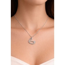 Liora Dünyası 925 Ayar Gerçek Gümüş Kuğu Figürlü Taşlı Kolye – Zirkon Taşlı Zarif Kadın Kolye