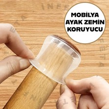 İnfeta 4 Adet Şeffaf Silikon Masa Sandalye Zemin Koruyucu Kaydırmaz Zemin Parke Çizilme Önleyici Ayak Kılıf