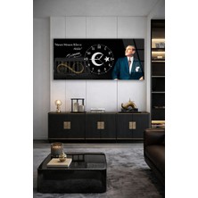 Olinpa Kırılmaz Cam Duvar Saati , Hem Tablo Hem Saat  Atatürk Tasarımlı Ev Ofis Hediyesi