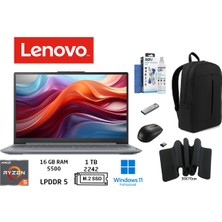 Lenovo ıdeapad Slim 3 Amd Ryzen 5 7520U 16GB 1tb SSD W11PRO 15.6" Fhd 82XQ00SFTX Duddi Çanta+Mouse+Mousepad+Usbbellek+Temizlikkit