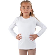 Lovexi Unisex Kız ve Erkek Çocuk Badi Bisiklet Yaka Uzun Kol Beyaz Tişört