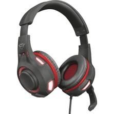 Trust Gxt 407 Ravu Kablolu Kulaküstü Oyuncu Kulaklığı Mikrofonlu RGB Aydınlatmalı Siyah Kırmızı