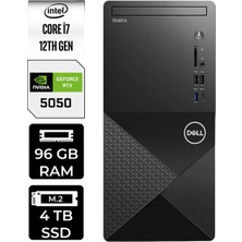 Dell Vostro 3030MT i7 12700 RTX 5050 8GB Masaüstü Bilgisayar 96GB RAM 4TB SSD Win11 Home + Per4 USB N6007VDT3030MTP580
