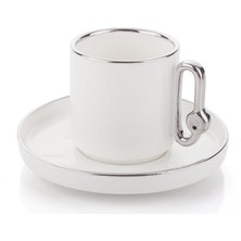 Mien Beyaz Gümüş Tek Kişilik Türk Kahvesi Fincanı