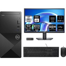 Dell Vostro 3030MT i5 12400 Masaüstü Bilgisayar 64GB RAM 512GB SSD 23.8" FHD FreeDOS + Per4 USB N6004VDT3030MTP613