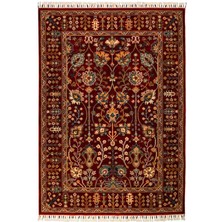 Çam Halı Sultani 820 Kırmızı Yün ve Bambu ile Özel Tezgahlarda Üretilen Otantik Desenli El Emeği Modern Uşak Halısı