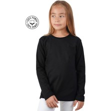 Lovexi Unisex Kız ve Erkek Çocuk Badi Bisiklet Yaka Uzun Kol Siyah Tişört