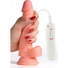 Femstar Güçlü Titreşimli 19 cm Vibratör Dildo Yapay Penis Anal Vajinal Kullanım Realistik Ten Dokulu Yumuşak Esnek Silikon Suni Penis Kadın ve Erkek Yetişkin Oyuncak