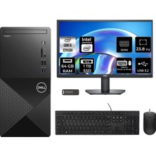 Dell Vostro 3030MT i5 12400 Masaüstü Bilgisayar 64GB RAM 1TB SSD 23.8" FHD FreeDOS + Per4 USB N6004VDT3030MTP614