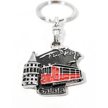 Moncuk Design Galata Kulesi ve Nostaljik Tramvay Temalı Istanbul Metal Anahtarlık – Şehrin Ruhunu Taşıyan Özel Tasarım