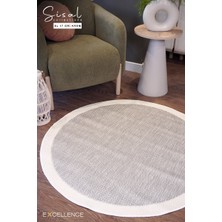 Sisal Sl-17 Gri Krem Dekoratif Desenli Çerçeveli Halı