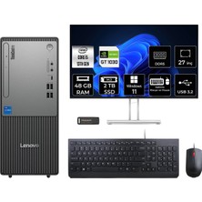Lenovo Thinkcentre Neo 50T i5 13400 Masaüstü Bilgisayar 48GB RAM 2TB SSD 27" FHD Win11 Pro + Per4 USB 12UB000BTRP1071
