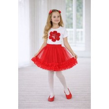 Dıgıl Kids Kız Çocuk Çiçek Desenli T-Shirt Etek Takım