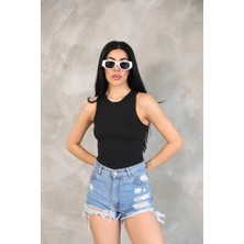 Glam Love Kolsuz Badi Bluz - Siyah -