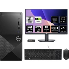 Dell Vostro 3030MT i5 14600 RTX 3050 Masaüstü Bilgisayar 96GB RAM 2TB SSD 23.8" FHD Win11 Pro + Per4 USB N6014VDT3030MTP839