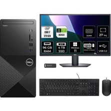 Dell Vostro 3030MT i7 12700 RTX 3050 Masaüstü Bilgisayar 96GB RAM 4TB SSD 27" FHD Win11 Home + Per4 USB N6007VDT3030MTP1120