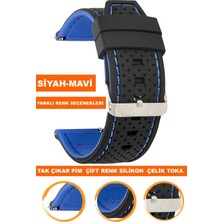  20mm-22mm 24mm saatlerle uyumlu çift renk soft silikon saat kordonu kayışı a54-sm