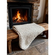 Shiny House El Yapımı Dekoratif Koltuk Şalı / Tv Battaniyesi – Kalın Örgü Yumuşak Dokulu