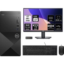 Dell Vostro 3030MT Intel Core I7 12700 16GB 1tb SSD 23.8" Fhd Monitör Fdos Masaüstü Bilgisayar & Per4 USB Bellek N6007VDT3030MTP602