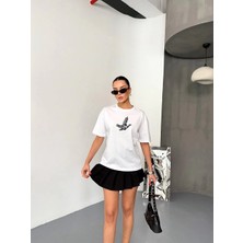 Glam Love Kısa Kol Baskılı T-Shirt - Beyaz -